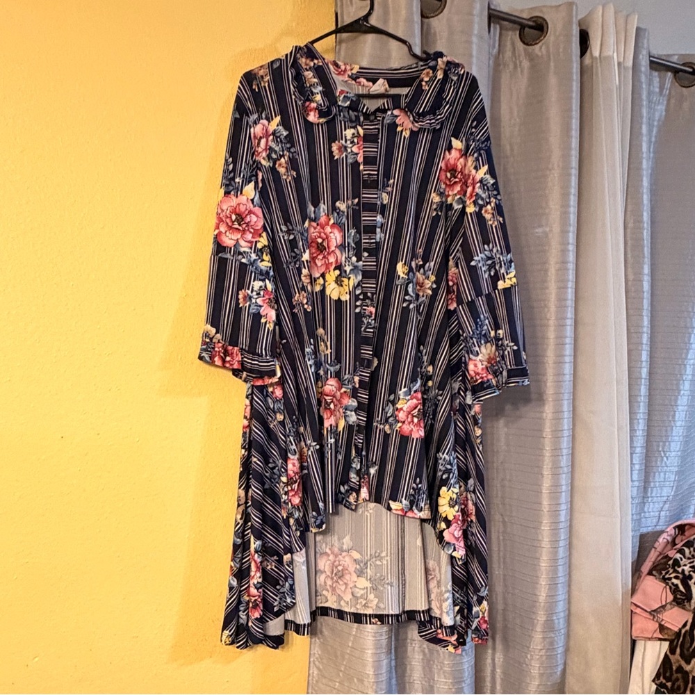 -sold- Floral Striped Women's Top